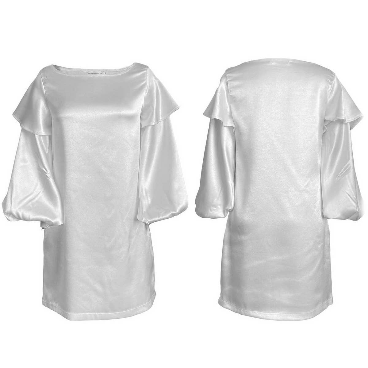 PLUS SIZE FASHION WOMENS LOOSE PUFF SLEEVE DRESS_CWDSD6167