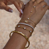 CLASSIC 18K GOLD ROUND WHITE ZIRCON OPEN BANGLE_CWAJE4808