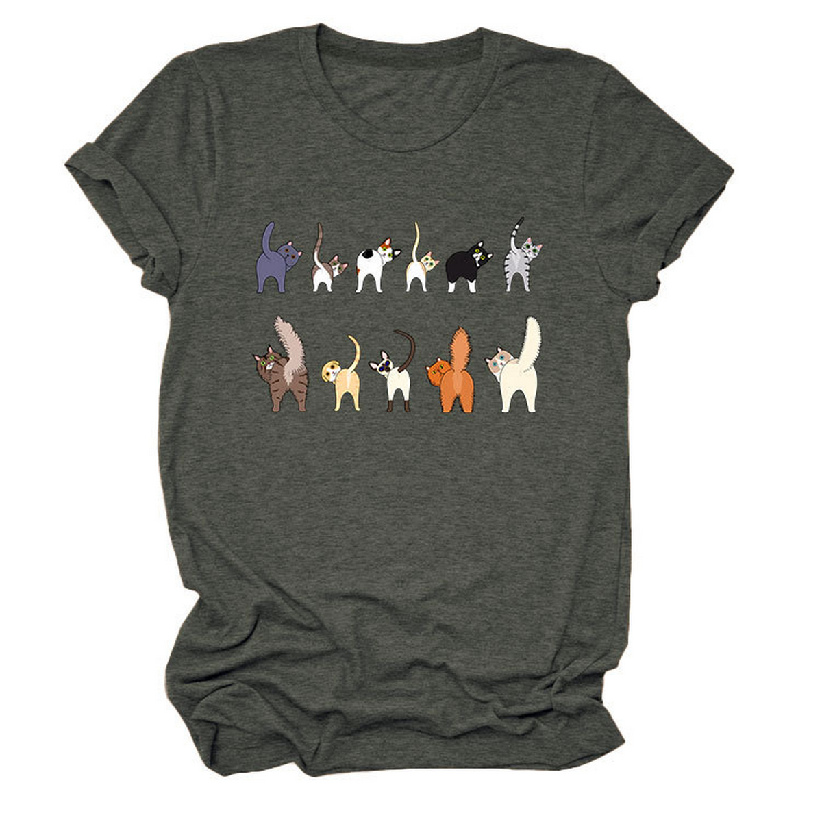 CUTE CAT GRAPHIC TEE 11 CATS TURN AROUND_CWTTS1495