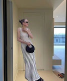 Vacation Colorblock Sexy Knit Stripe Beach Dress
