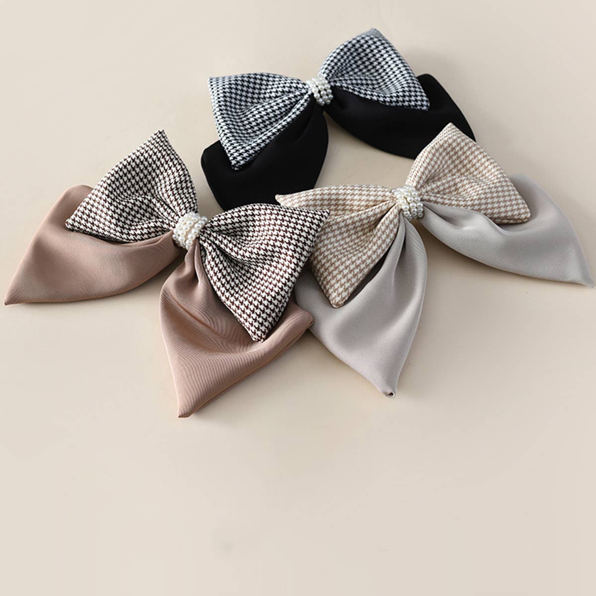 HOUNDSTOOTH FASHION BIG BOW HAIRPIN_CWASC1056