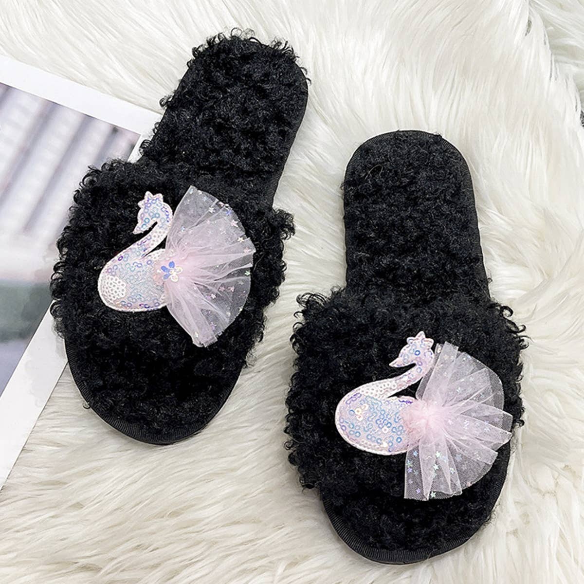 HOMEN LEISURE ROLL PLUSH OPEN TOED SLIPPERS_CWSHS0366