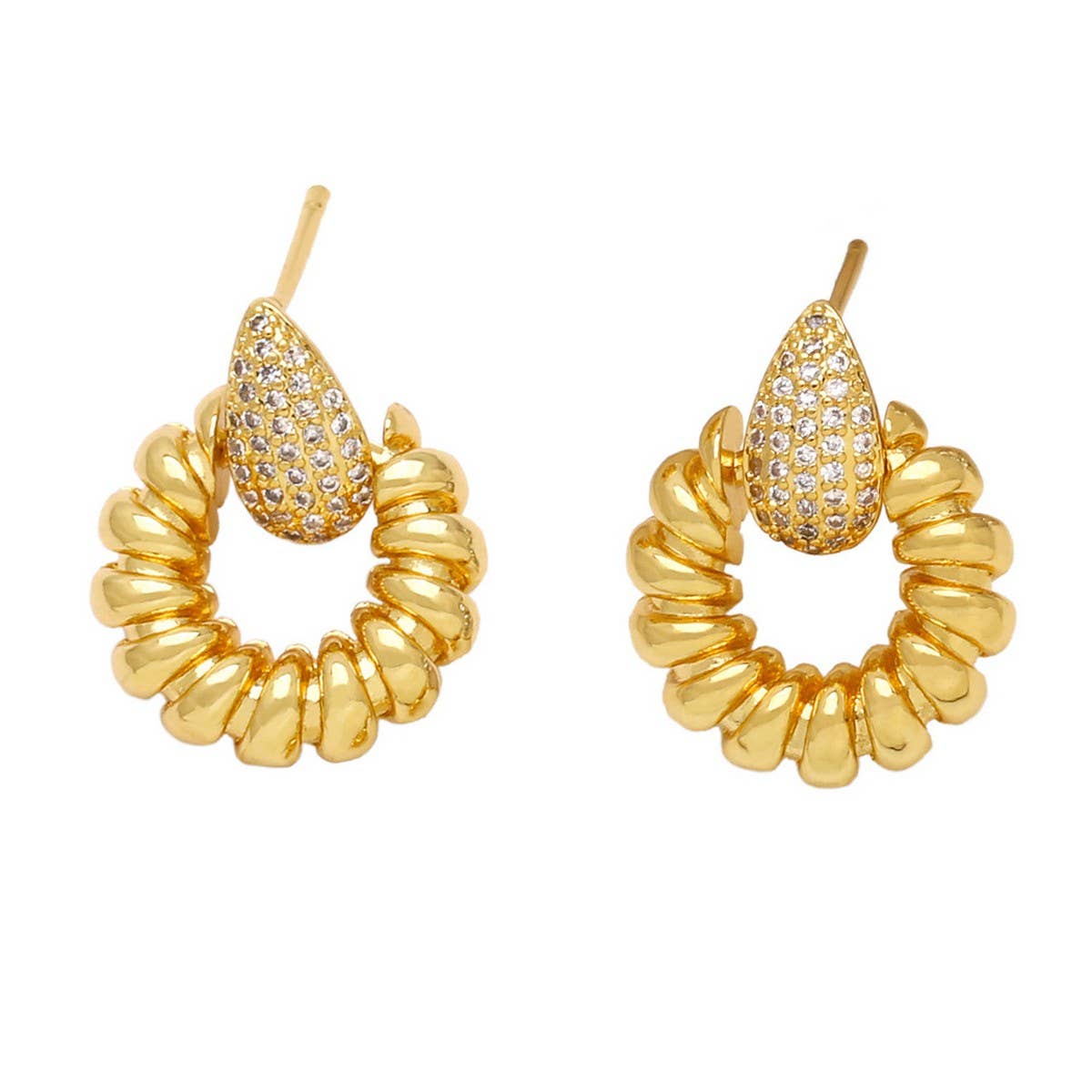 FASHIONABLE ROUND EARRINGS WITH WATER DROPLETS_CWAJE1023