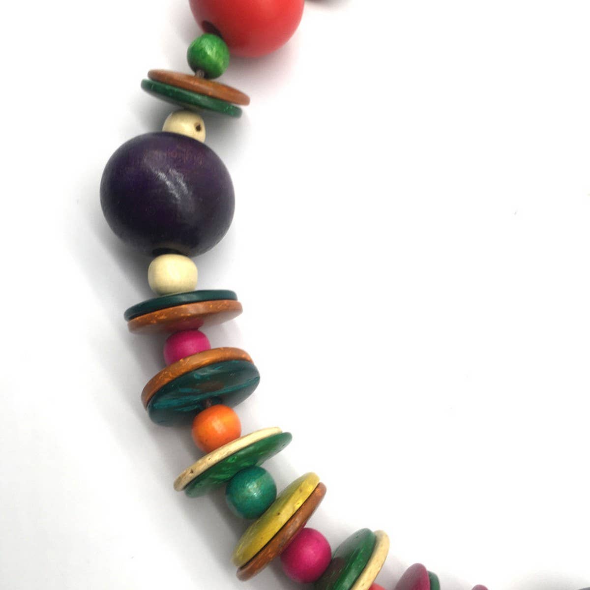 BOHEMIAN COLORFUL COCONUT WOOD BEAD NECKLACE_CWMM4561