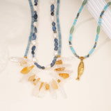 STAINLESS STEEL FISH PEARL NATURAL STONE NECKLACE_CWMM7543