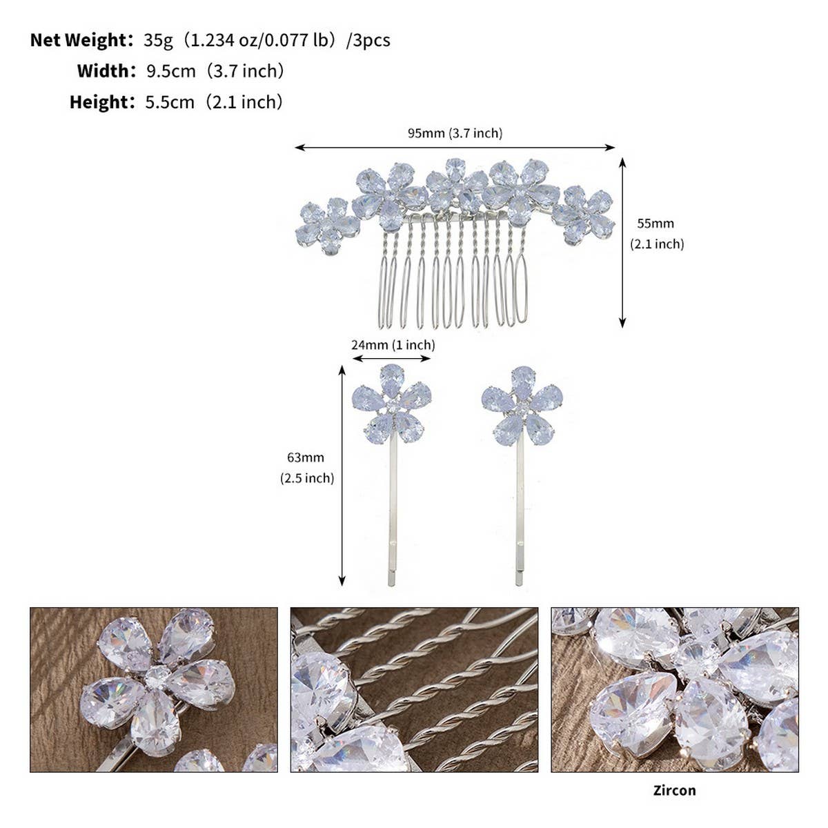 SIMPLE AND VERSATILE FLOWER BRIDAL COMB SET_CWAHA2775