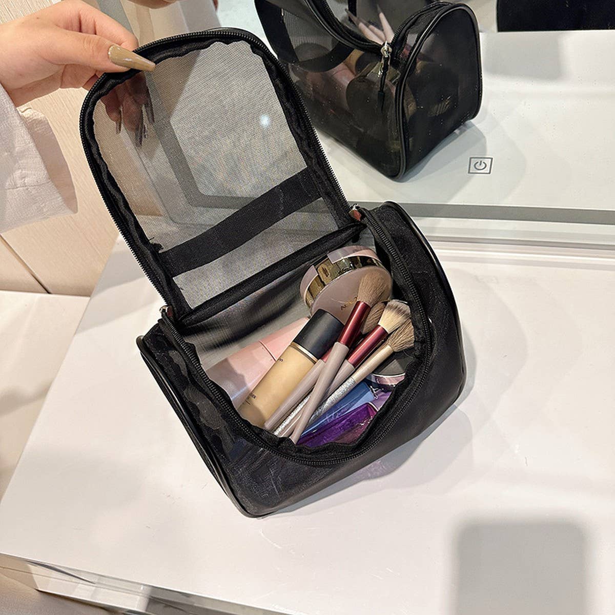 NEW FASHION MESH LARGE CAPACITY COSMETIC BAG_CWAB4459