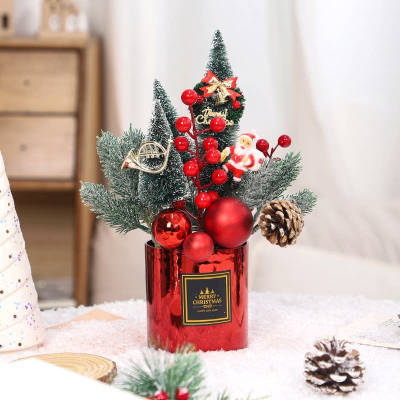Xmas Tabletop Mini Tree Potted Gift Decor_Cwmm10434