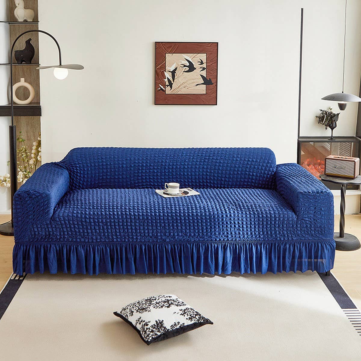 PUCKERED SKIRT SOFA COVER THICK STRETCHY_CWMM8321