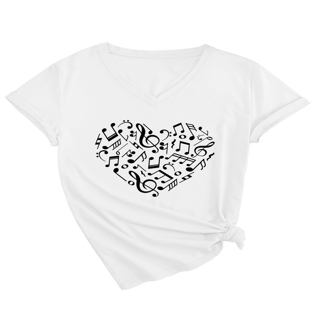 HEART AND MUSIC V NECK T SHIRT RELAXED FIT_CWTTS1541