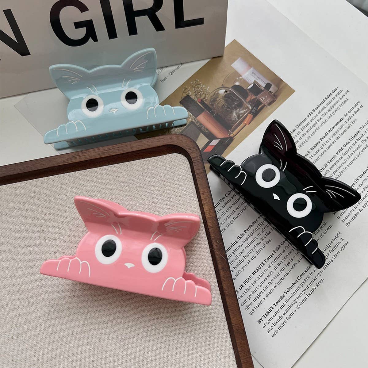 CUTE CAT HAIR CLAW SOLID ACETATE CLIP FOR GIRLS_CWAHA5745