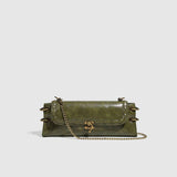 BRONZE LOCK CHAIN SHOULDER CLUTCH BAG_CWAB5710