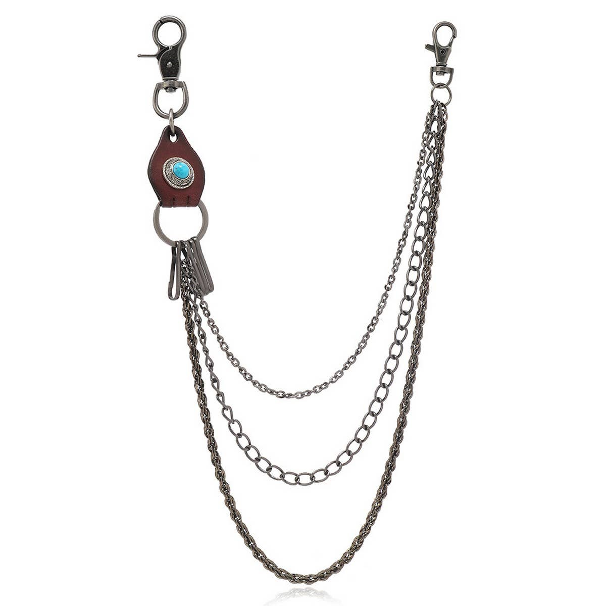 SIMPLE RETRO LEATHER THREE LAYER TROUSER CHAIN_CWMM4837