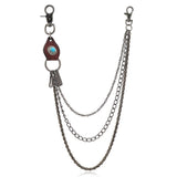 SIMPLE RETRO LEATHER THREE LAYER TROUSER CHAIN_CWMM4837