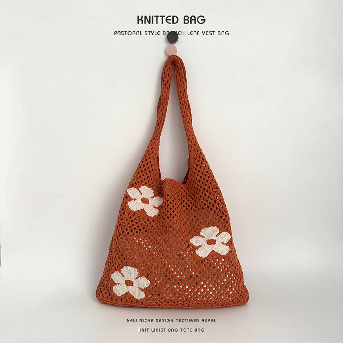 Exquisite Knitted Heart Tote Handbag_Cwab2389