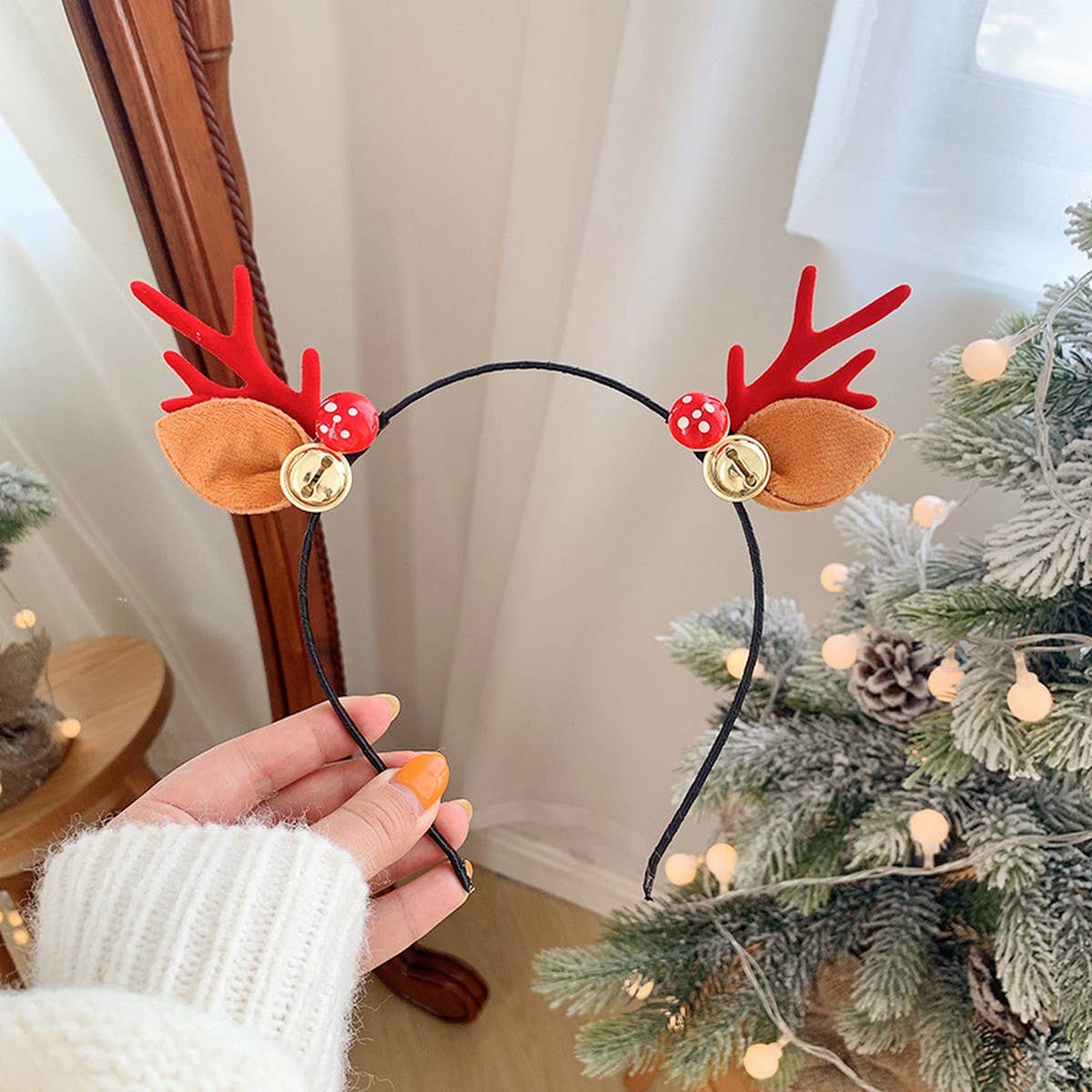 CUTE CHRISTMAS ELK HORN BELL HEADBAND HAIRPIN_CWAHA3427