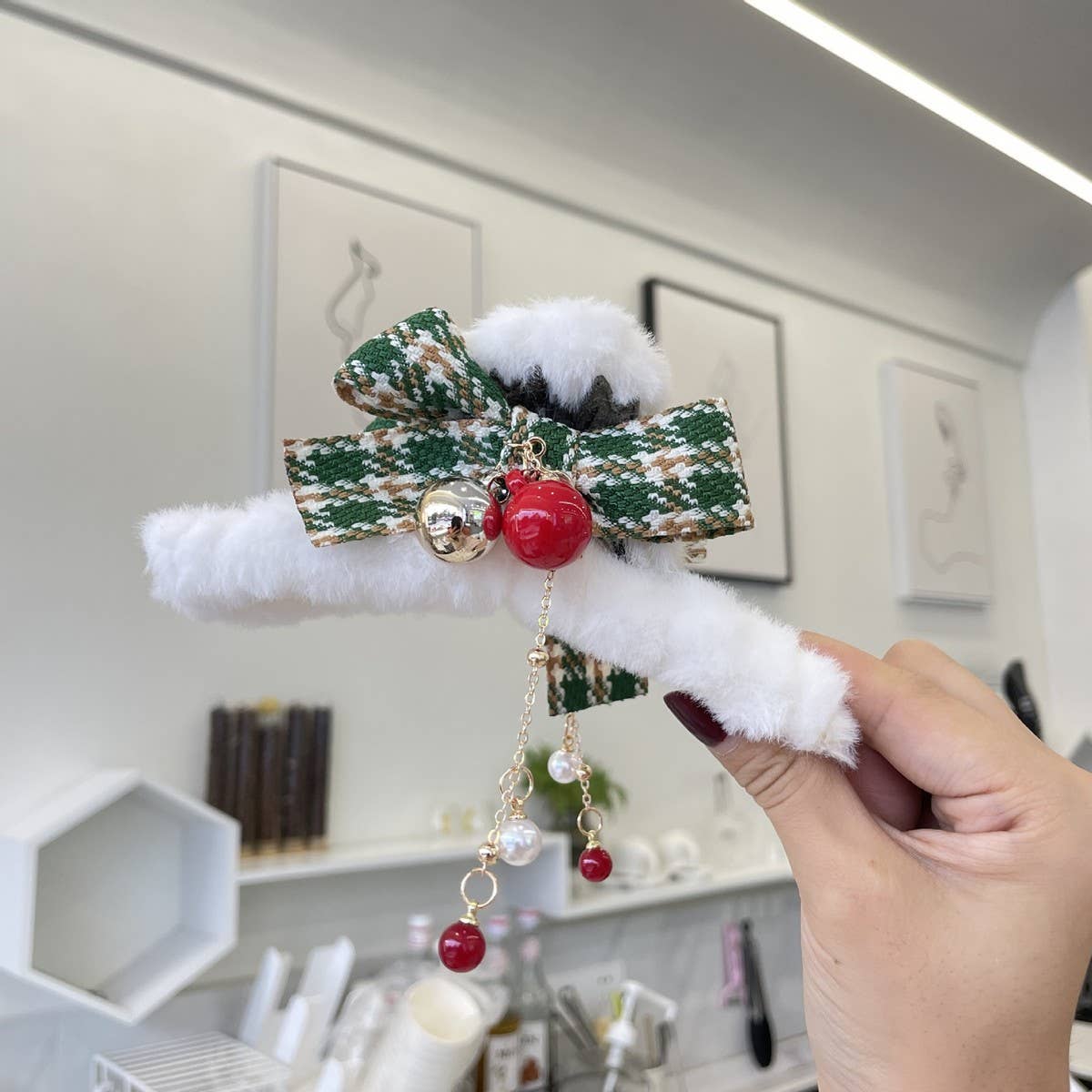 Christmas Fuzzy Hair Clip Bow Hair Claw Clip_Cwasc1594
