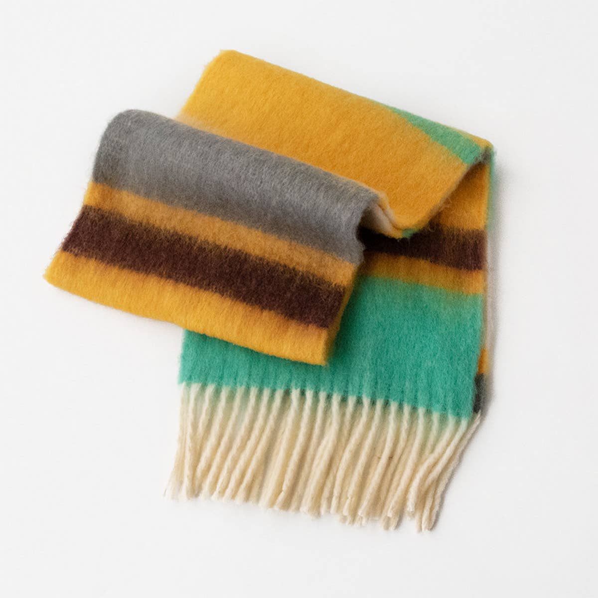 DOPAMINE RAINBOW SCARF FUZZY PLAID WINTER WRAP_CWASC1007