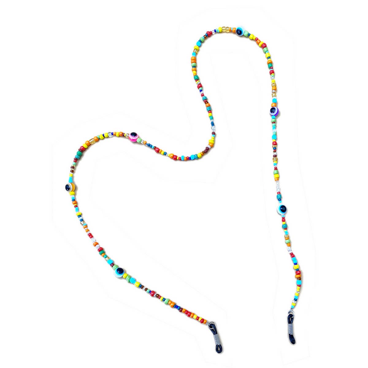 RAINBOW COLORED RICE BEADS GLASSES LANYARD_CWMM1167