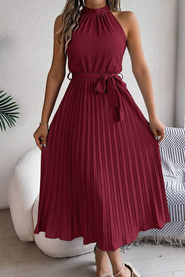 CWDMD2687_SUMMER SLEEVELESS SKIRT WITH WAIST PLEATED