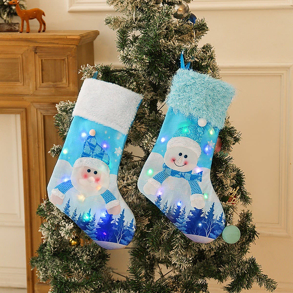NEW CREATIVE BLUE CHRISTMAS STOCKINGS WITH LIGHTS_CWMS1458