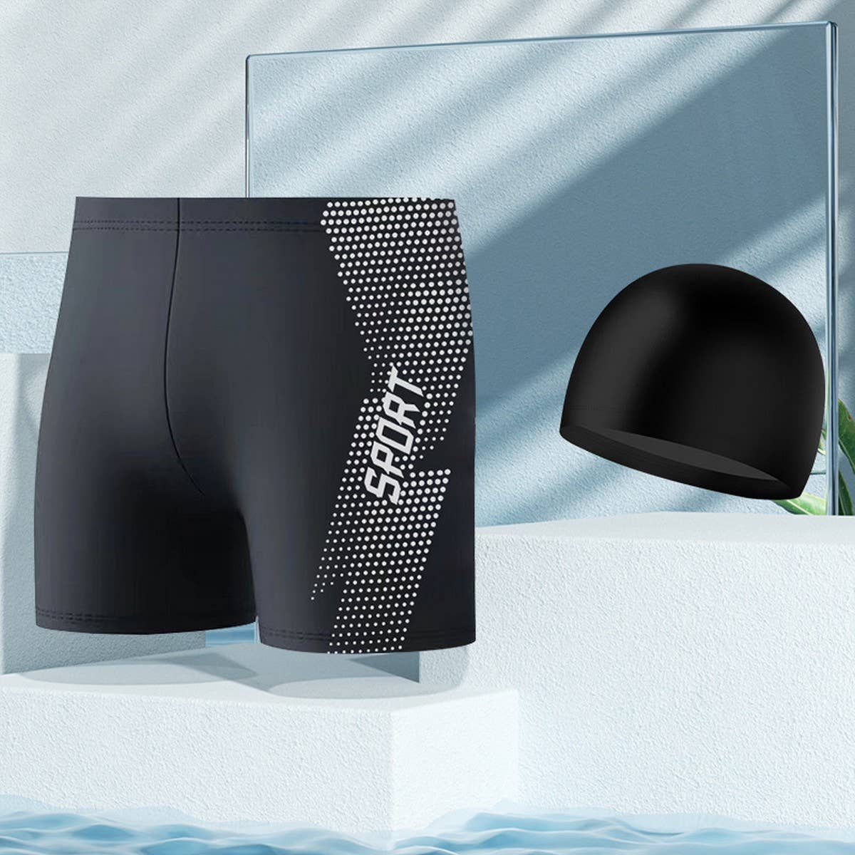 MENS PLUS SIZE HIGH WAIST SWIM TRUNKS_CWMM6768