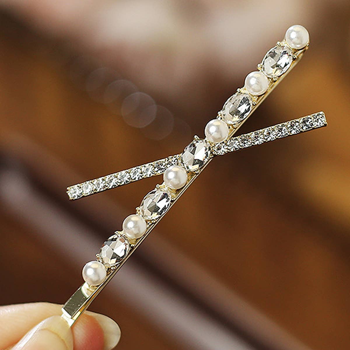 X-Shaped Diamond Crystalhair Clip_Cwaha1221