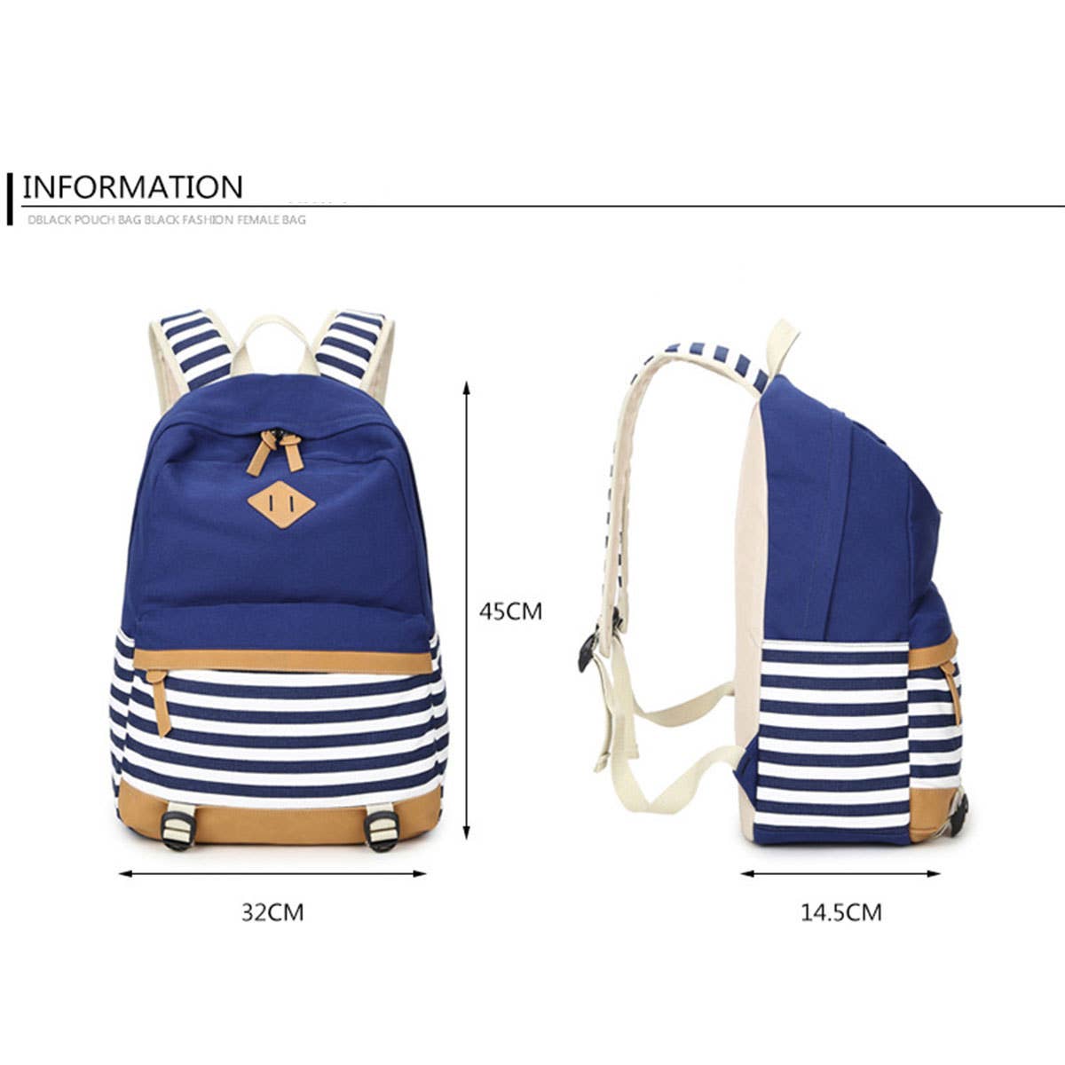 BACKPACKS FOR SCHOOL STRIPED CANVAS LAPTOP BAG_CWAB5510