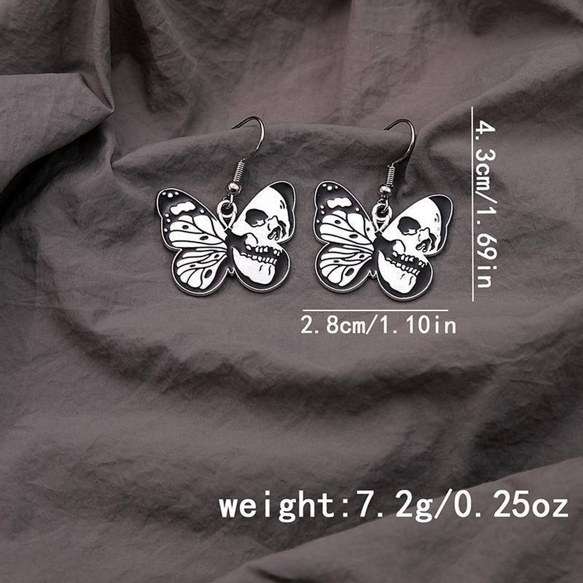 HALLOWEEN SKULL DARK BUTTERFLY EARRINGS_CWAJE1870
