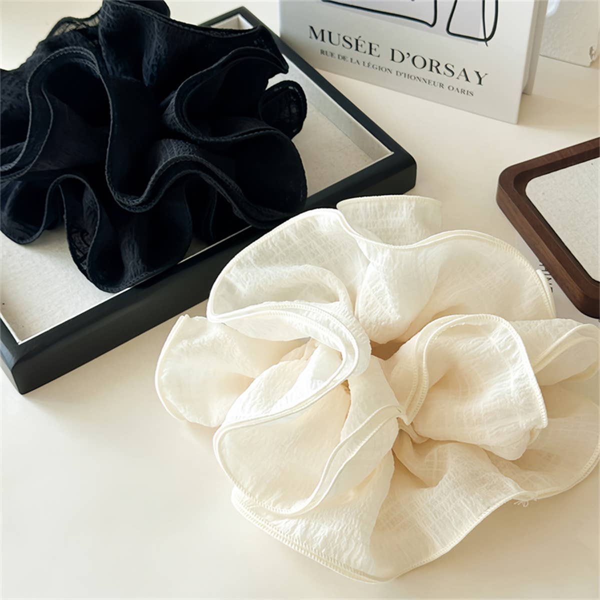 Large Blue Chiffon Scrunchie Ponytail Holder_Cwaha07529