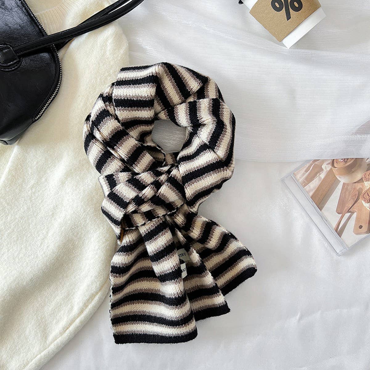 COLORFUL STRIPE KNIT SCARF SOFT TRENDY WINTER_CWASC1256