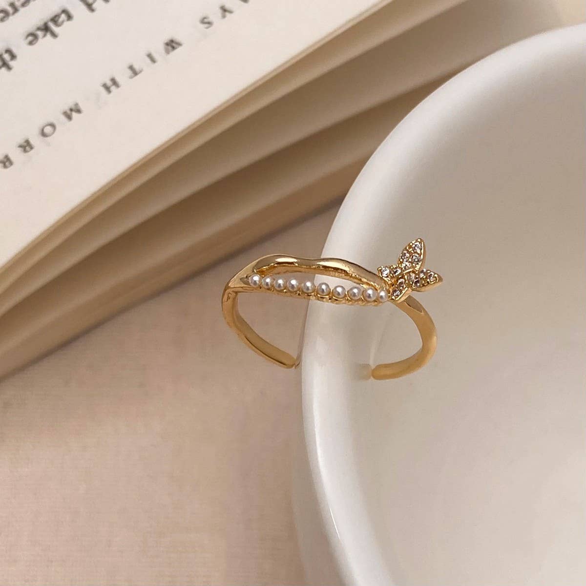 TEMPERAMENT SWEET PEARL OPEN RING FOR WOMEN_CWAJE3097