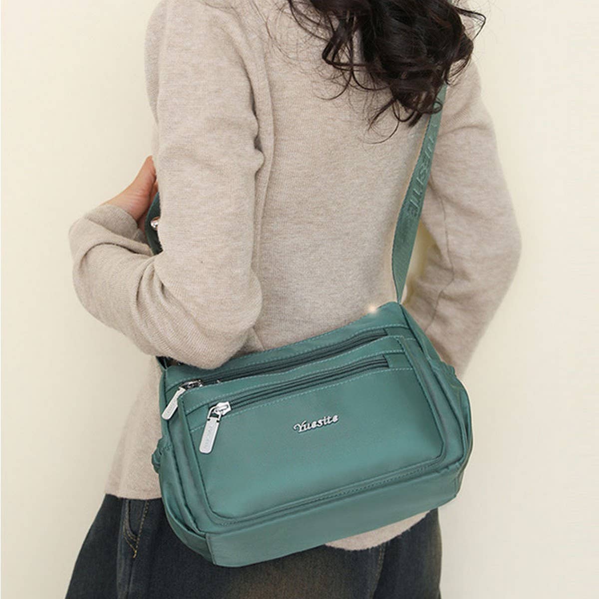 Nylon Multi-Compartment Shoulder Crossbody Bag_Cwasc1752