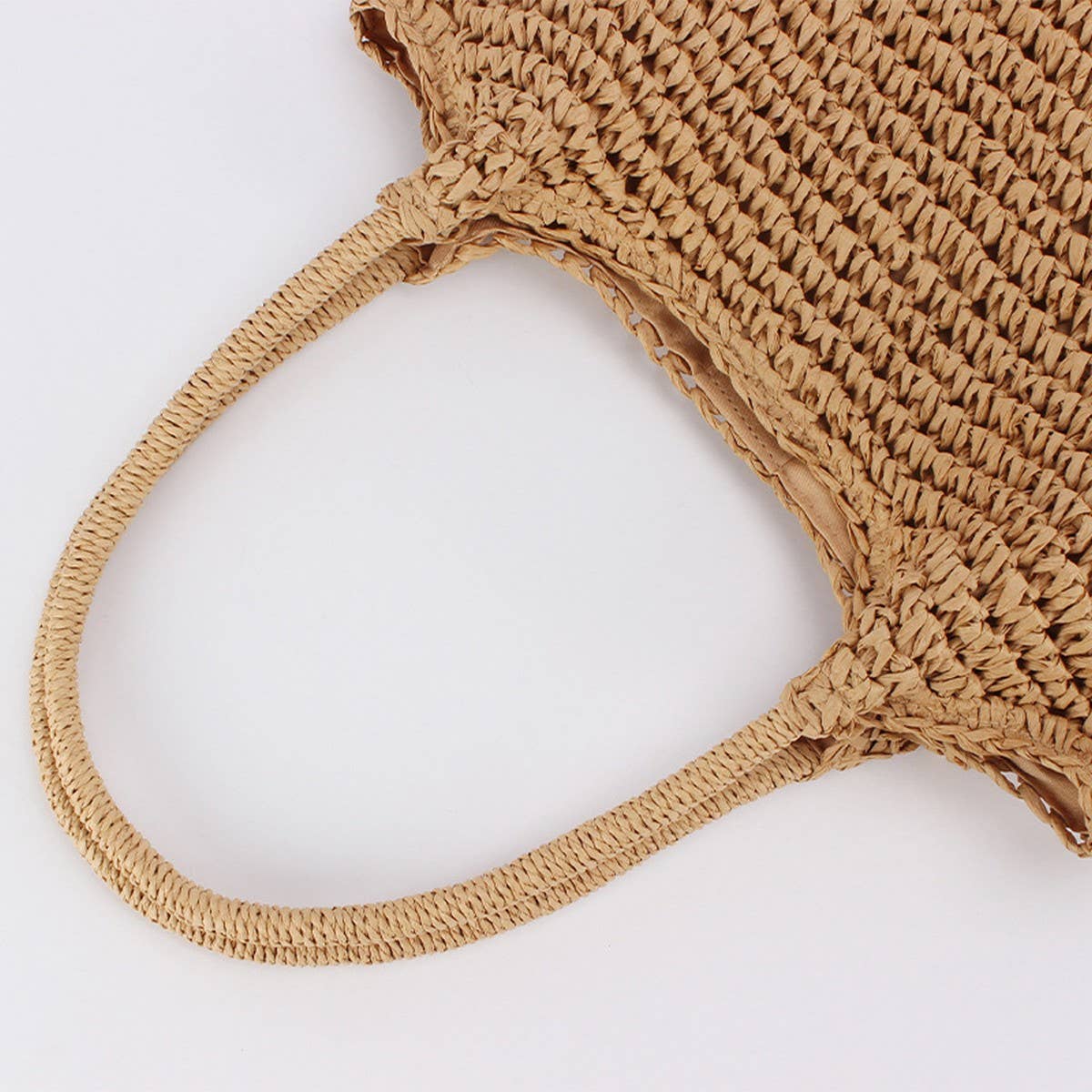 SOLID COLOR HANDMADE PLEATED PAPER ROPE WOVEN BAG_CWAB4711