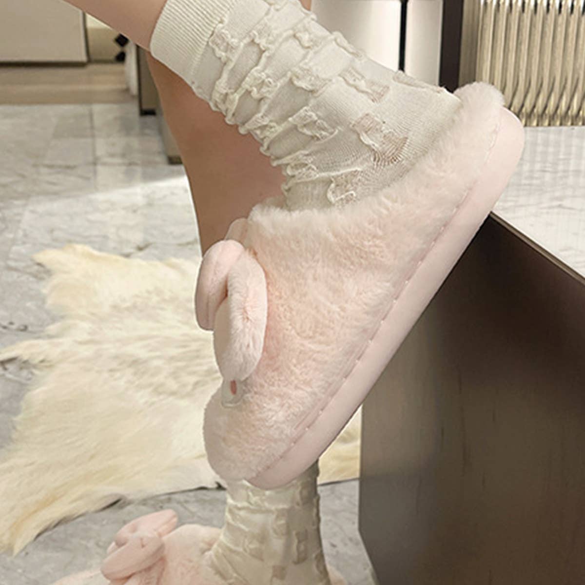 Wear Cartoon Warm Cotton Slippers At Home