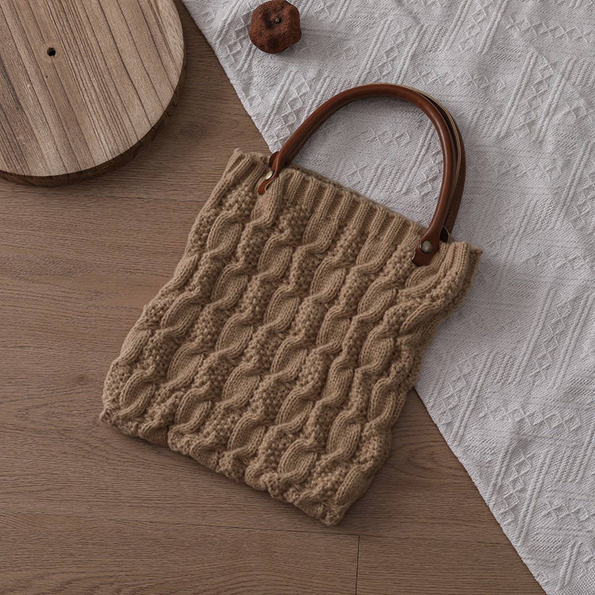 Woven Texture Knit Handbag For Women_Cuab00361