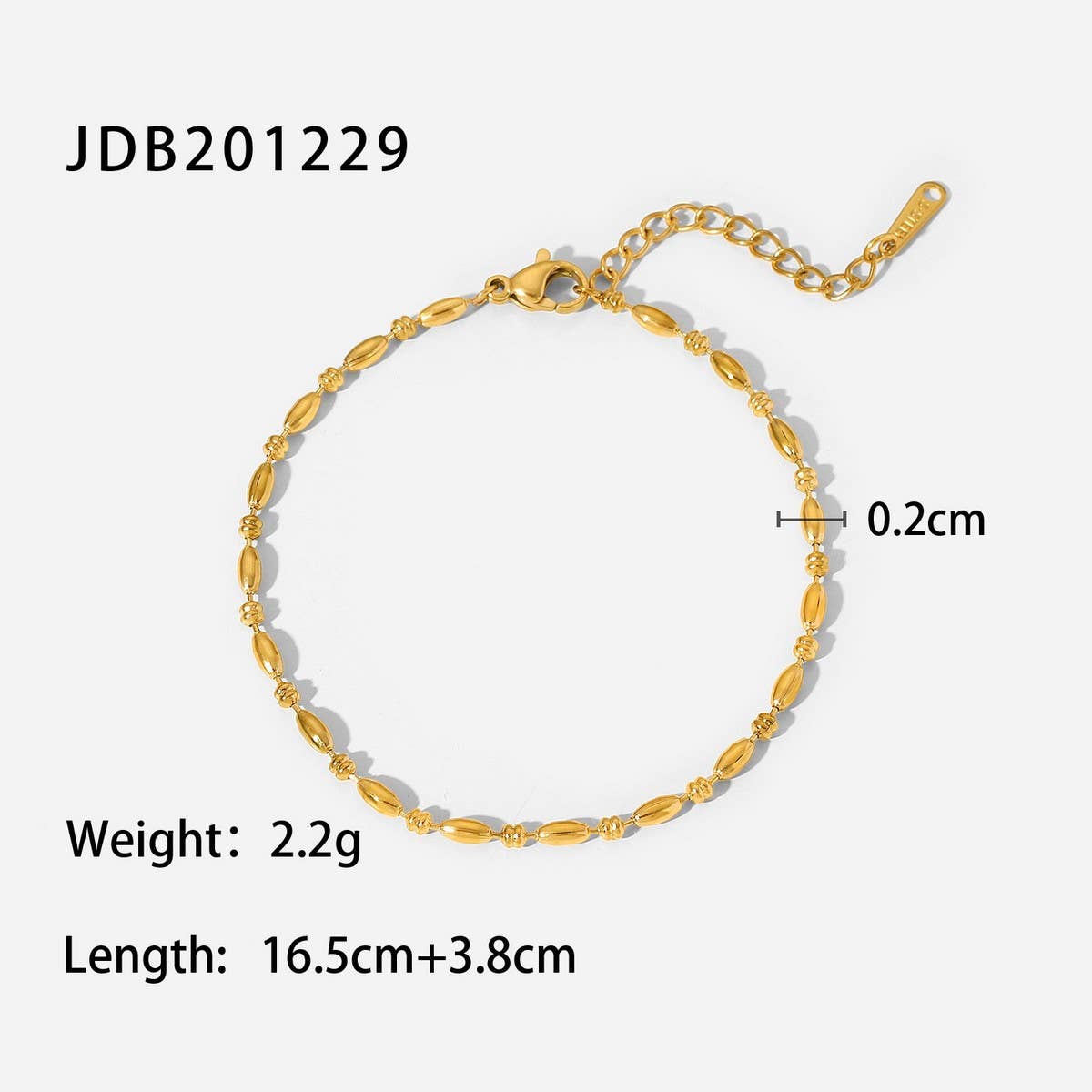 18K GOLD OVAL BEAD BRACELET TITANIUM STEEL LUXE_CWAJE4719