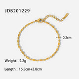 18K GOLD OVAL BEAD BRACELET TITANIUM STEEL LUXE_CWAJE4719