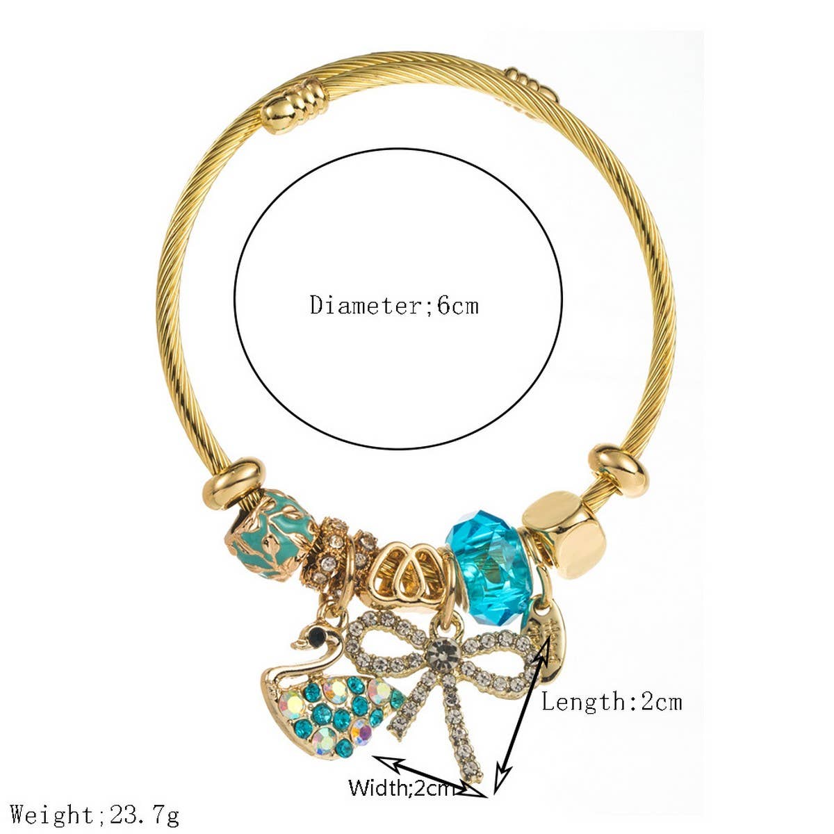 FAIRY STYLE SWAN BOW CHARM COUPLE BRACELET_CWMM8489