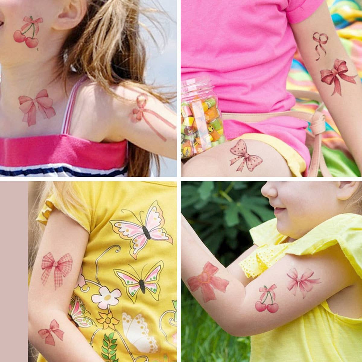 PINK BOW TATTOO STICKERS FOR KIDS TEMPORARY_CWMM8226