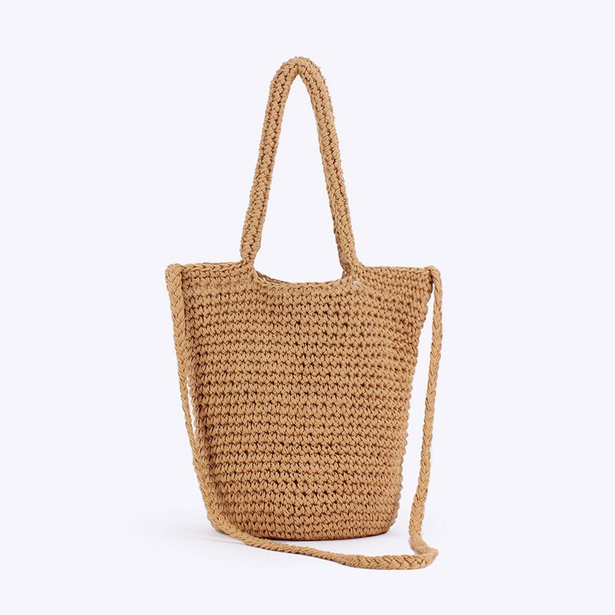 SOLID COLOR SIMPLE BOHEMIAN STYLE HAND WOVEN BAG_CWAB4685