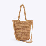 SOLID COLOR SIMPLE BOHEMIAN STYLE HAND WOVEN BAG_CWAB4685