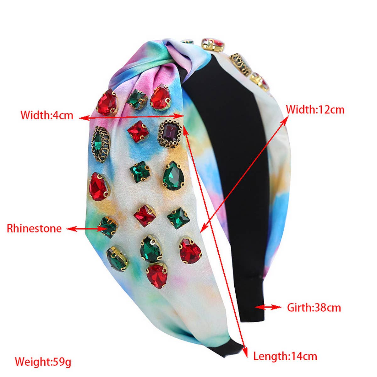 FASHION KNOTTED HEADBAND WITH COLORED DIAMONDS_CWAHA2133