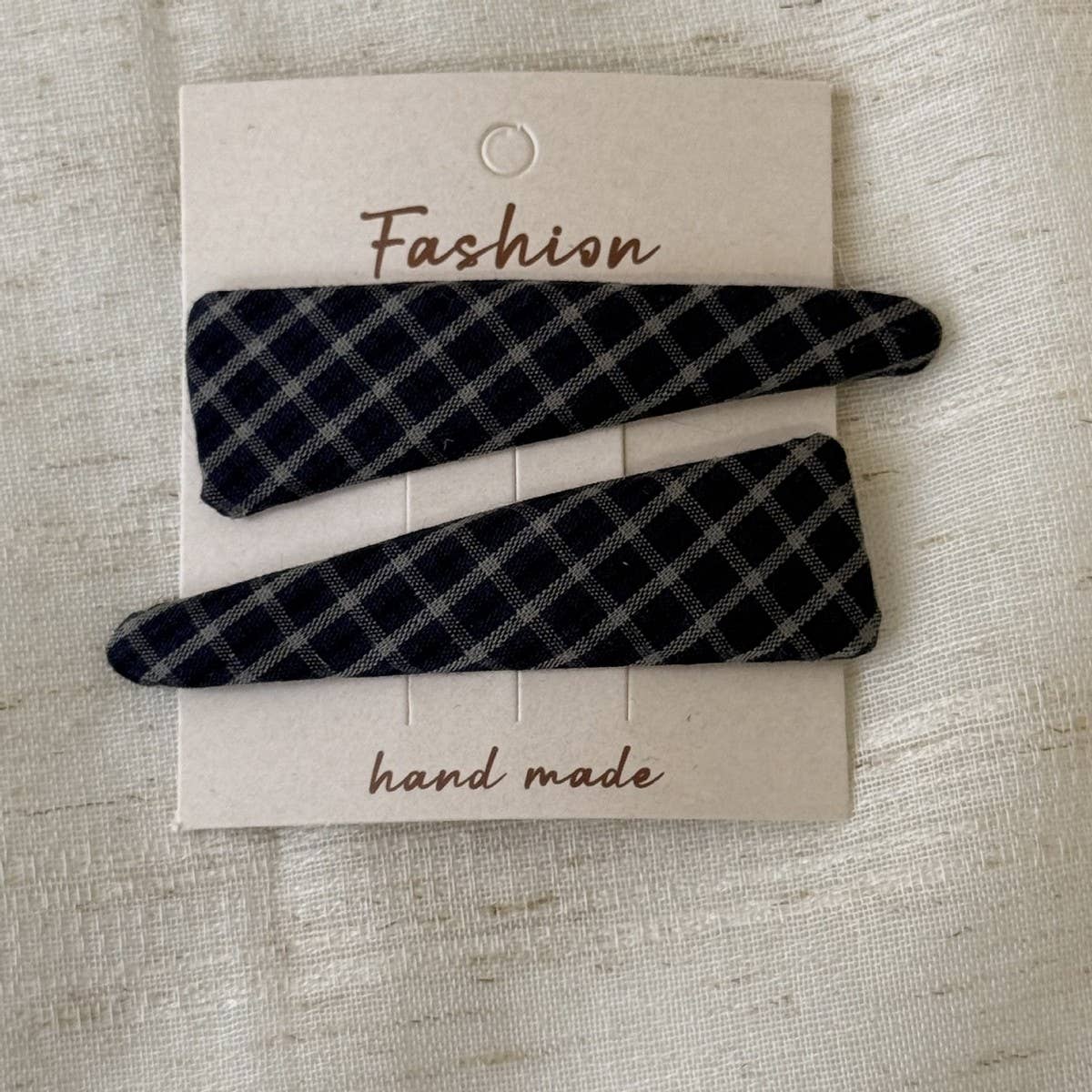 Plaid Fabric Bb Hair Clips Set For Girls_Cwaha07977