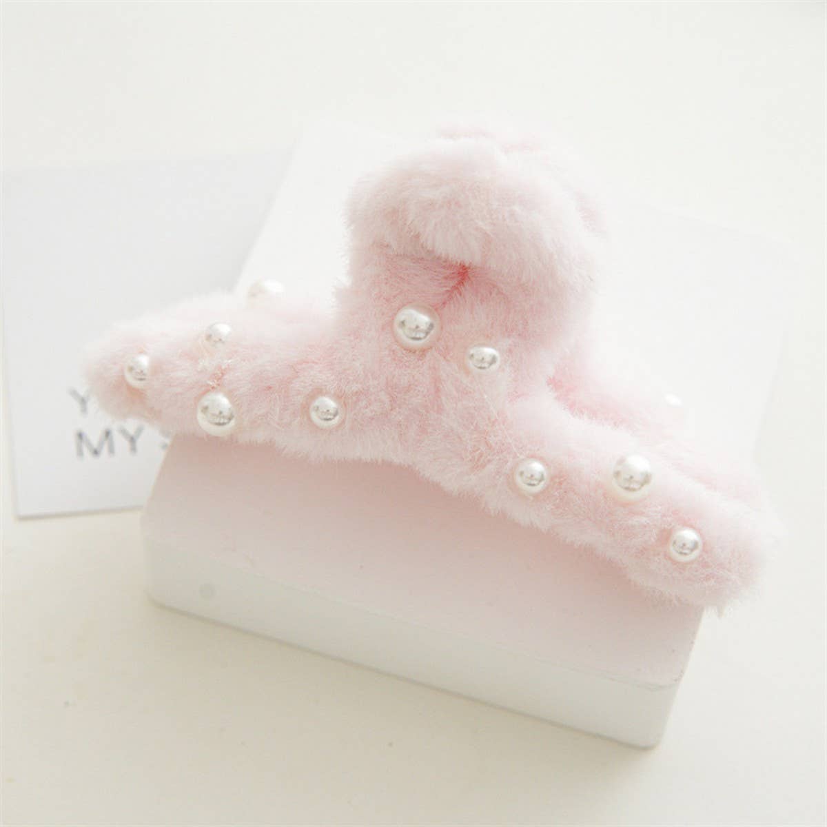 Pearl Fuzzy Hair Claw Clips For Fall,Winter_Cwaha0376