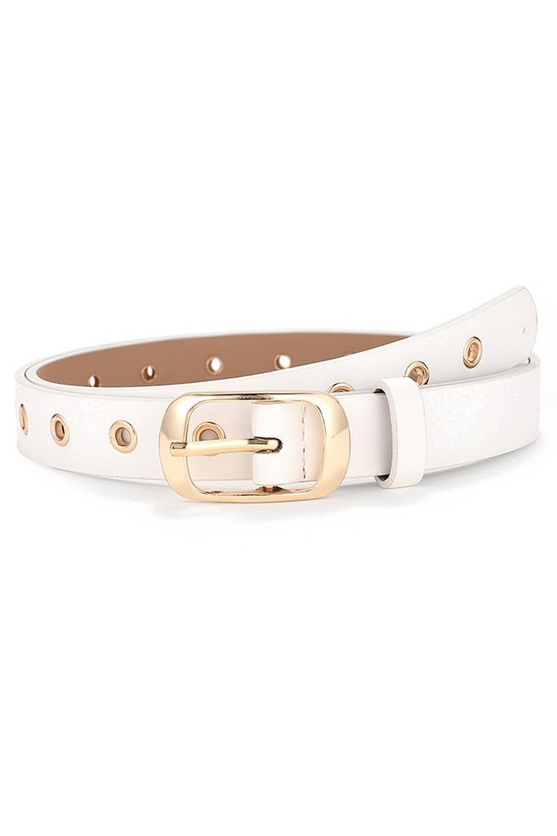Trendy Fashion Simple Eyelet Leather Belt_Cwabe065