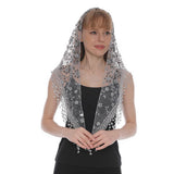SPRING AND AUTUMN FLORAL HOLLOW LACE TRIANGLE VEIL_CWMM1984