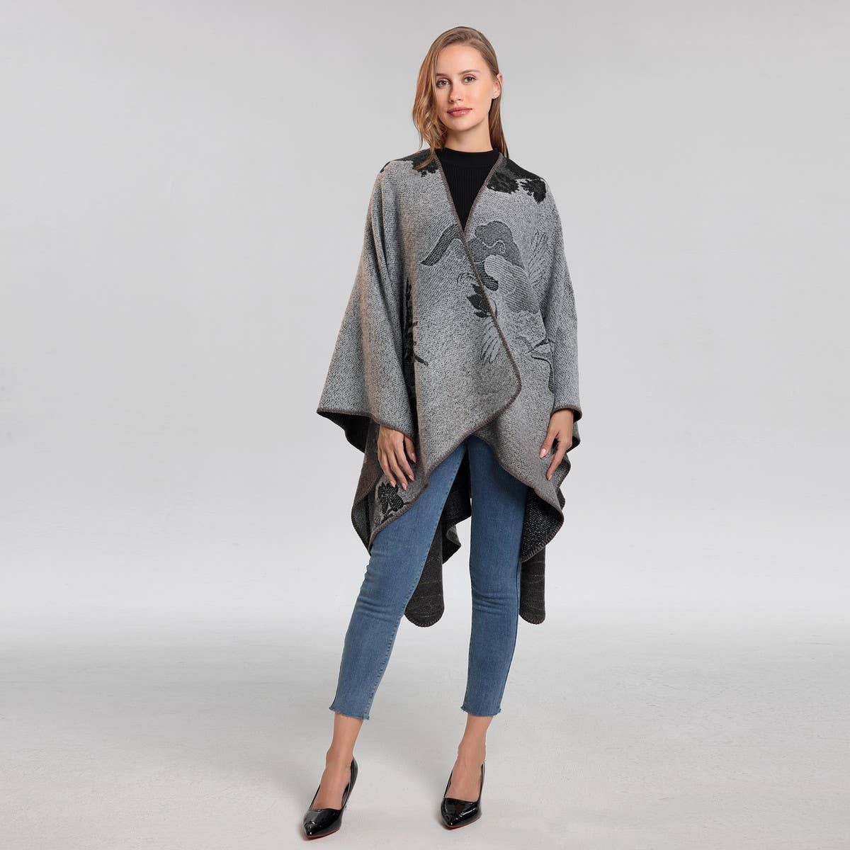 SHAWL VINTAGE SCARF FAUX CASHMERE SLIT WARM CAPE_CWASC2232