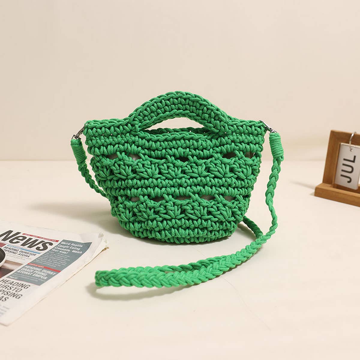 CROSSBODY HOLLOW COTTON WOVEN BAG BEACH BAG_CWAB1860