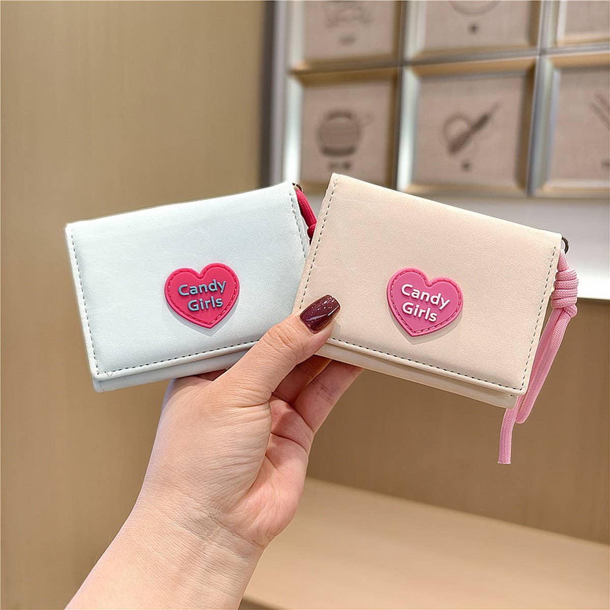 New Velvet Heart Letter Mini 3-Fold Wallet_Cwab06244